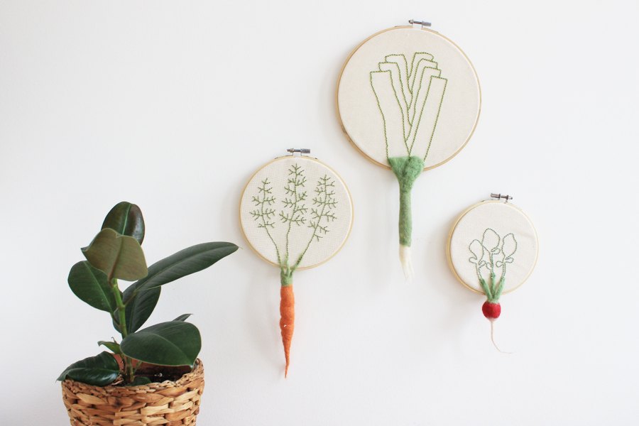 Felt vegetables and embroidery wall decor LOOK WHAT I MADE