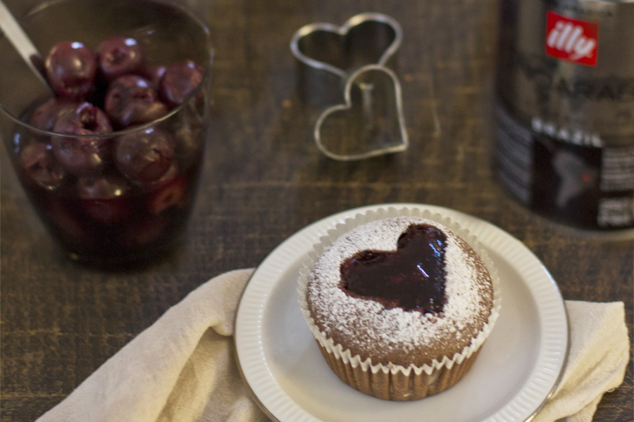 Coffee muffins with cherry filling for Valentine's Day | LOOK WHAT I MADE ...