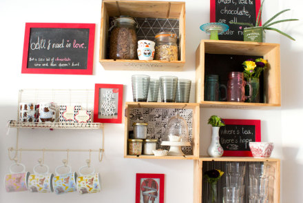 diy wine boxes ktichen shelf organization