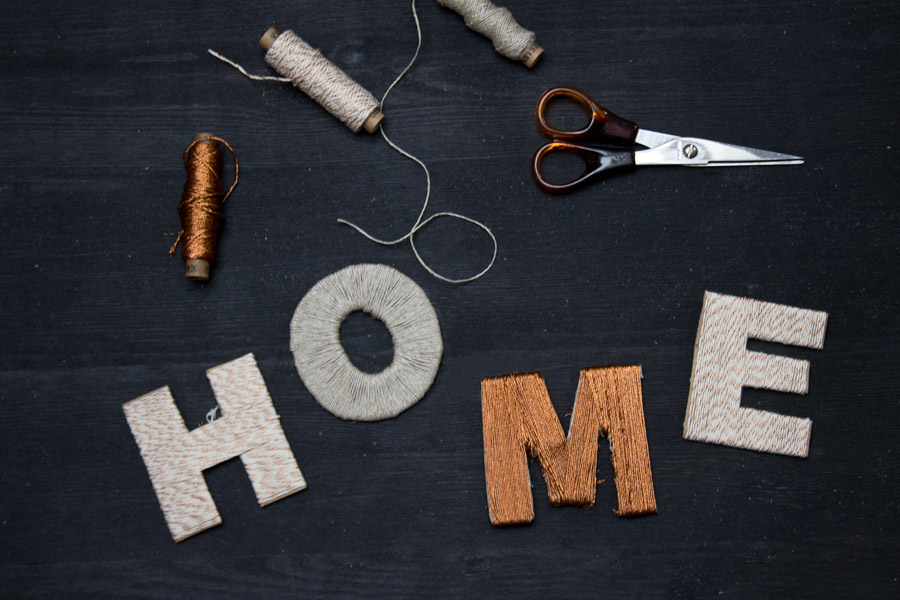 Letter perfect. Copper thread String decoration.