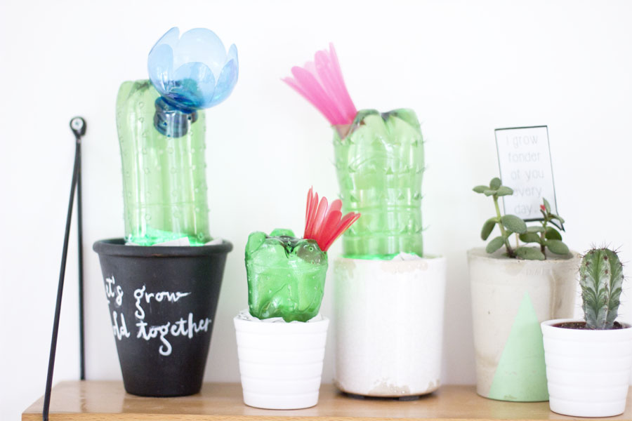 DIY upcycled plastic bottles cactus lights | LOOK WHAT I MADE ...