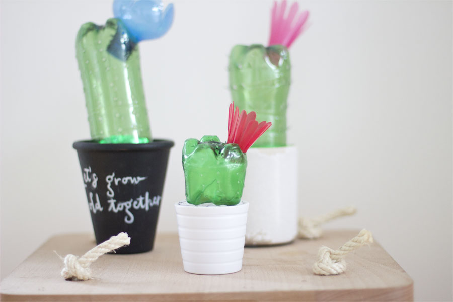 DIY upcycled plastic bottles cactus lights | LOOK WHAT I MADE ...