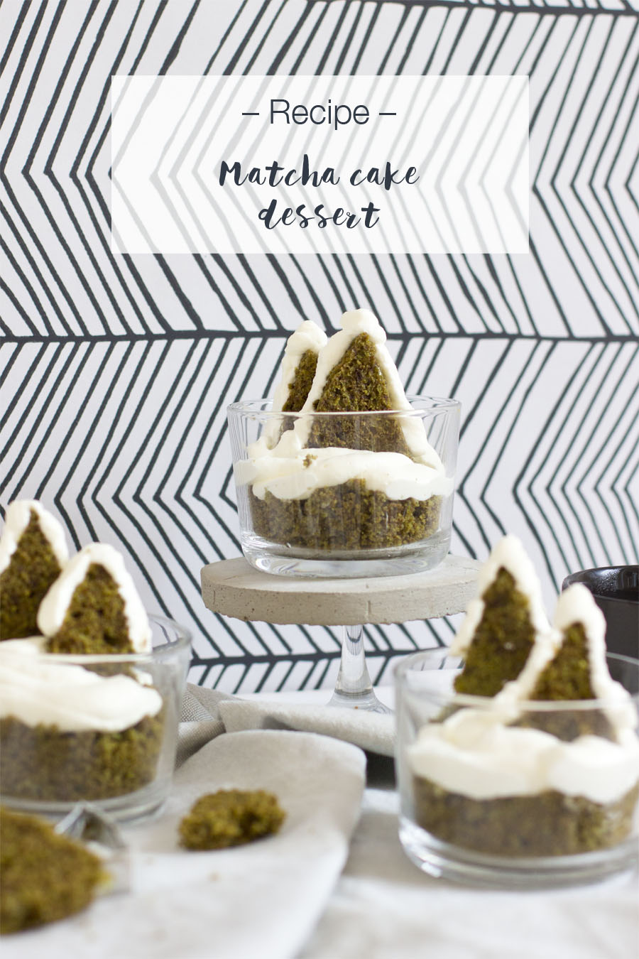 Loving Creations for You: 'Waves' Matcha Chiffon Cake with Fresh Cream,  Injeolmi and Azuki Beans