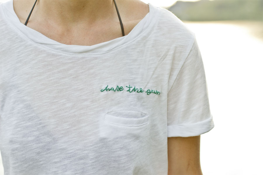 embroidered words t shirt