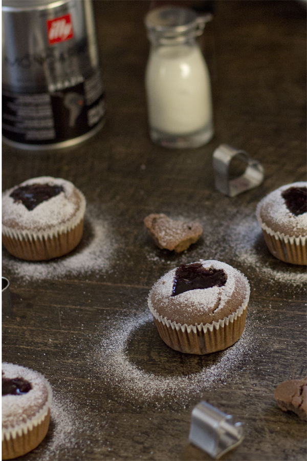 Coffee muffins with cherry filling for Valentine's Day | LOOK WHAT I MADE ...