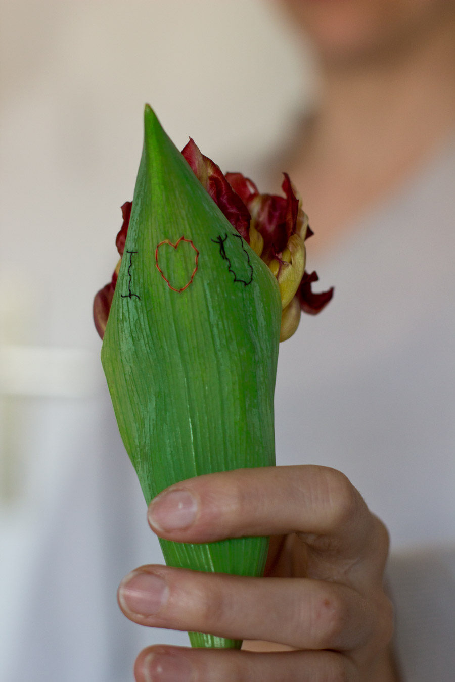 For Valentine's Day create a flower embroidered with a love confession.