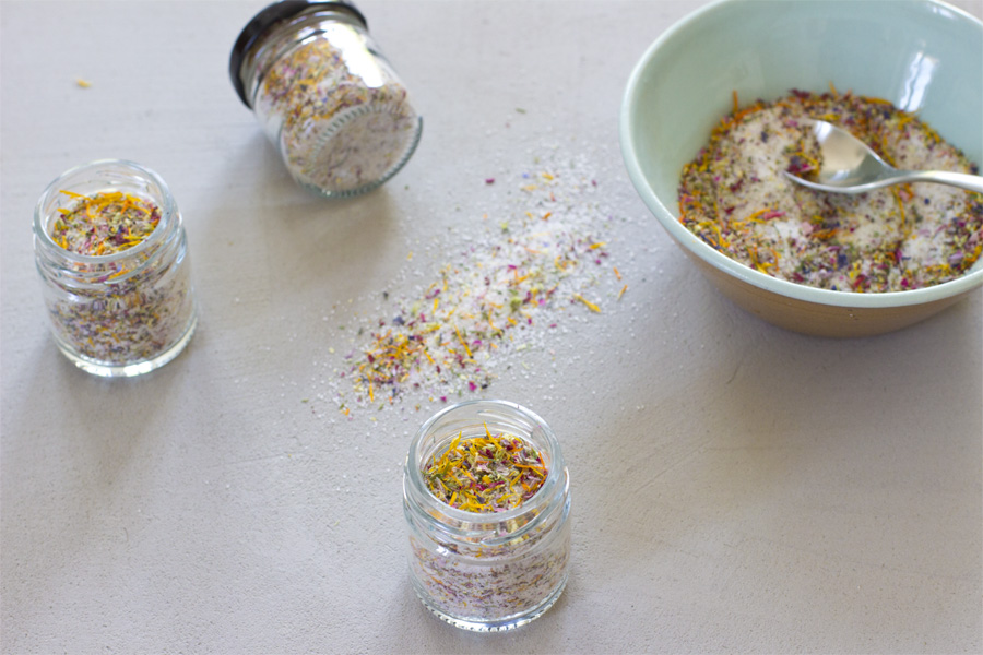 Homemade flower salt