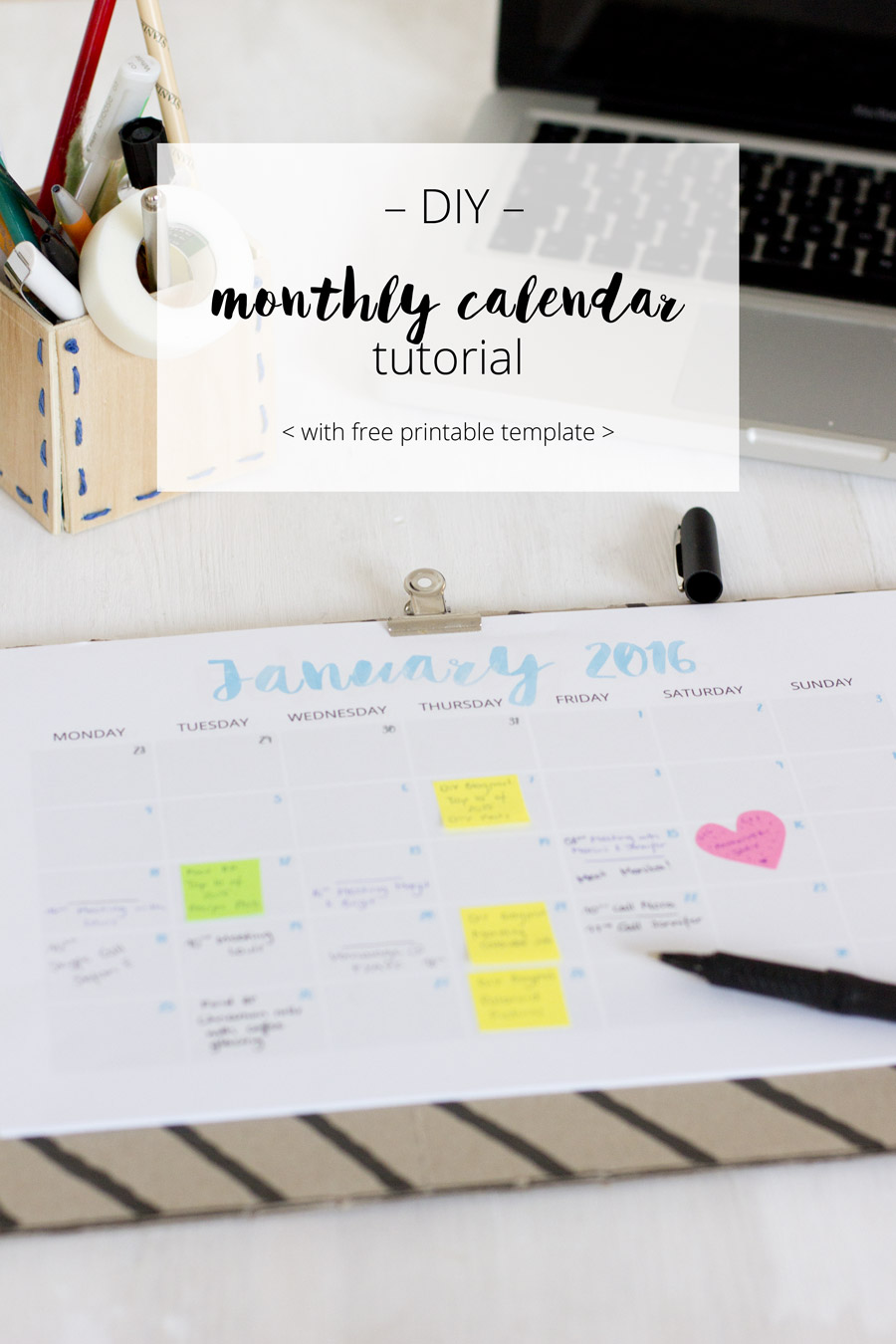 Download a free printable for a colorful monthly calendar 2016 | LOOK WHAT I MADE ...