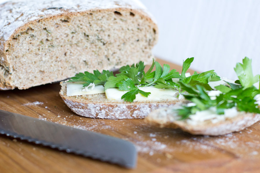 Fresh wild garlic bread – use wild herbs for some seasoning