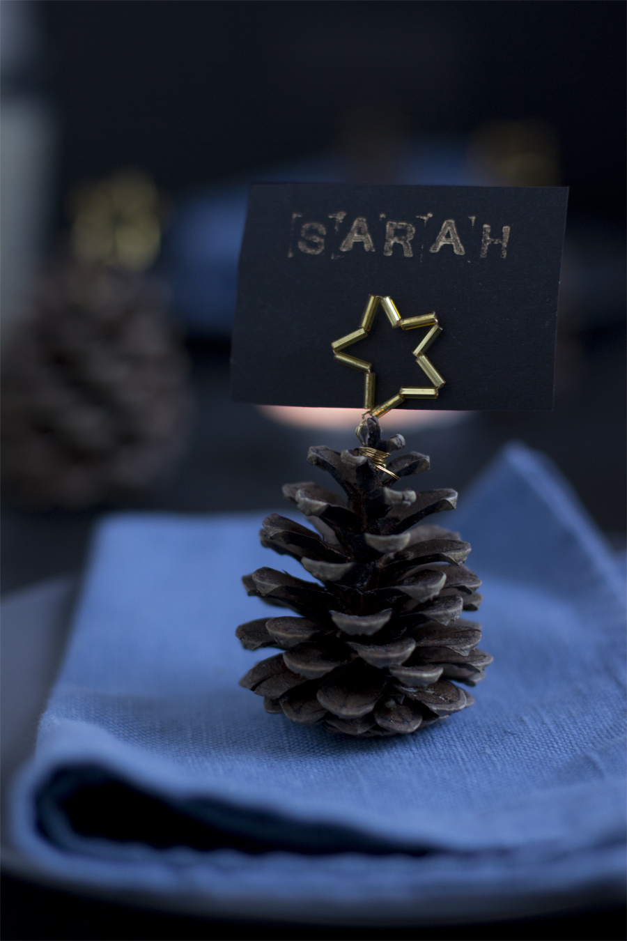 Golden star pine cone place cards DIY | LOOK WHAT I MADE ...