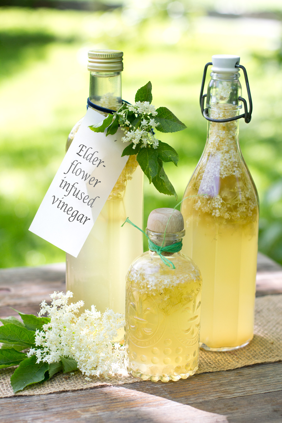 To take your summer salads to the next level, make this elderflower infused vinegar. Done in 10 mins and makes a great present from your kitchen as well!