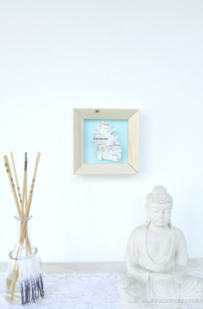 Blogpost from [es.kaa.]makes: Map-themed wall decor