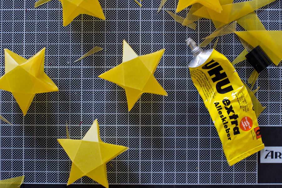 A Galaxy of Handmade Gold Origami Paper Stars