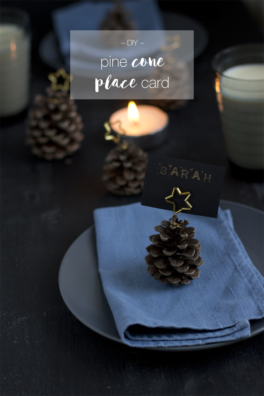 Golden star pine cone place cards DIY | LOOK WHAT I MADE ...