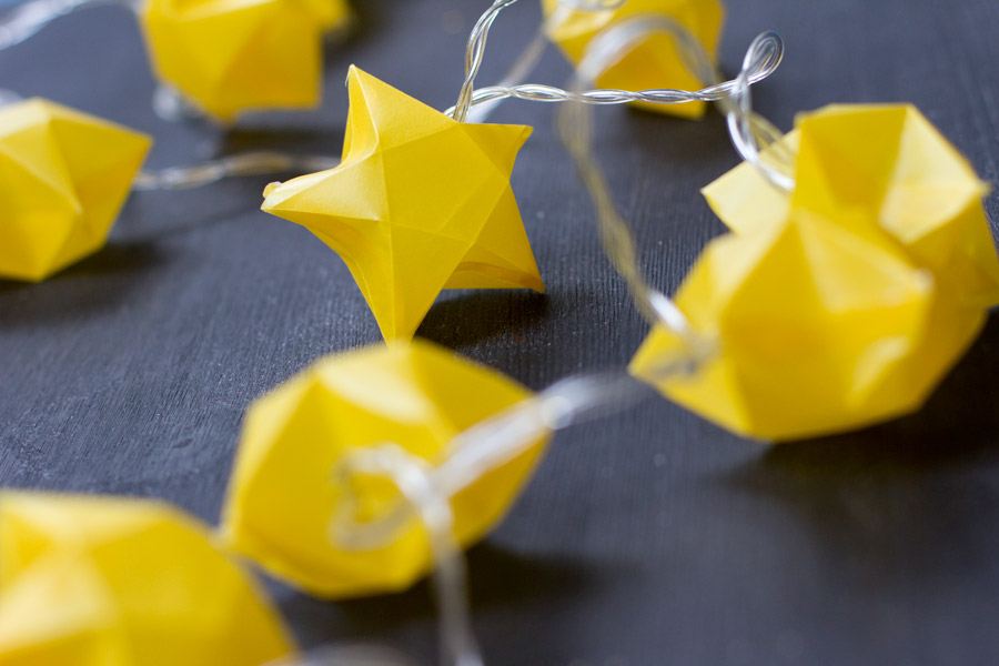 Origami stars LED garland.