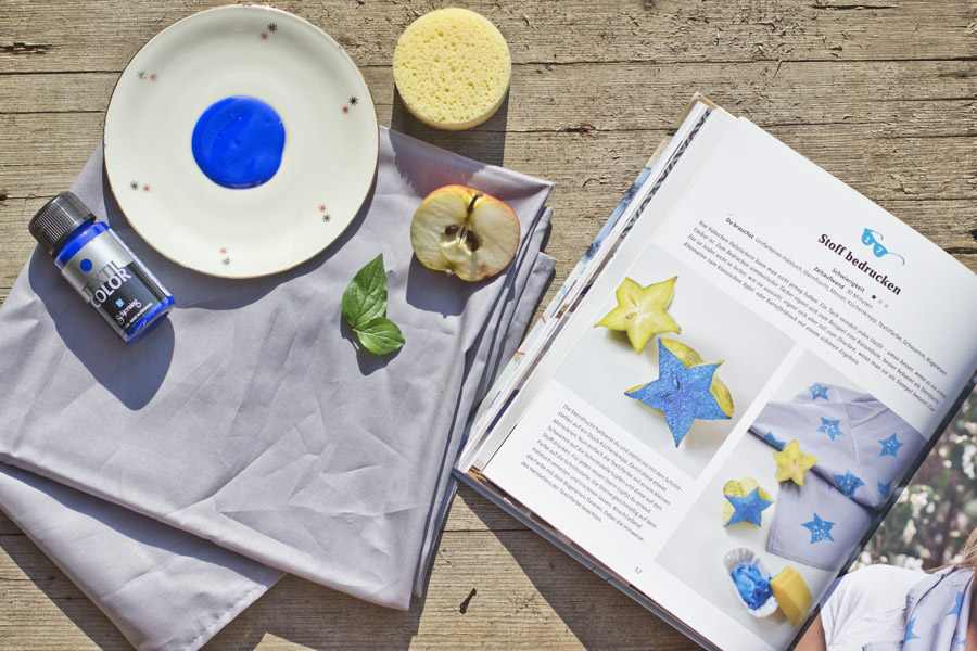 Printing with fruit is fun and easy – and can create something really useful like this fruit printed table cloth.