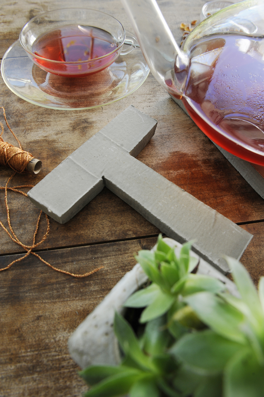 Tea setting with DIY cement letters | LOOK WHAT I MADE ...