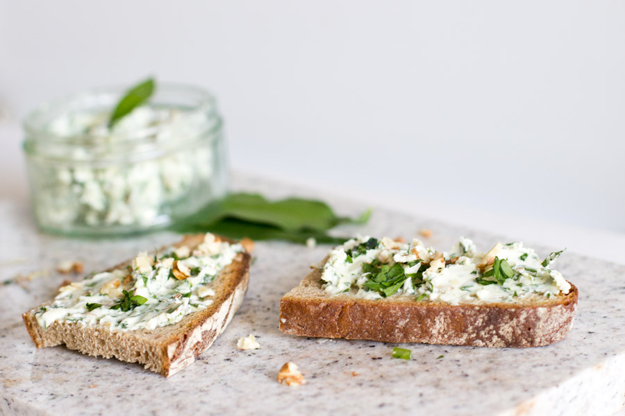 wild garlic cream cheese spread with walnut